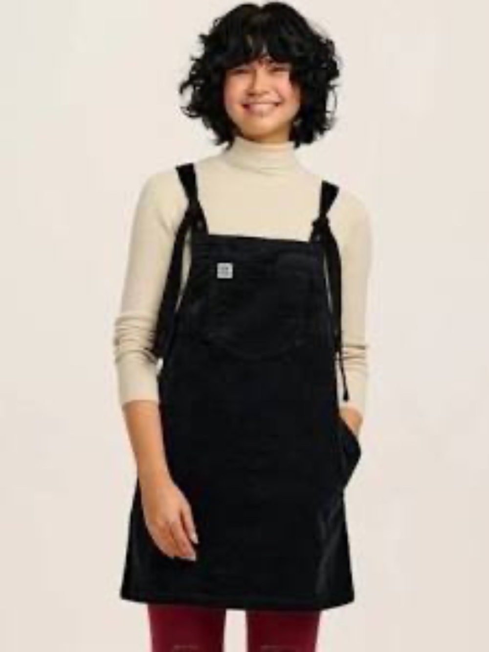 Lucy & Yak Mini Pini Corduroy Pinafore Dress, Black, Size XS